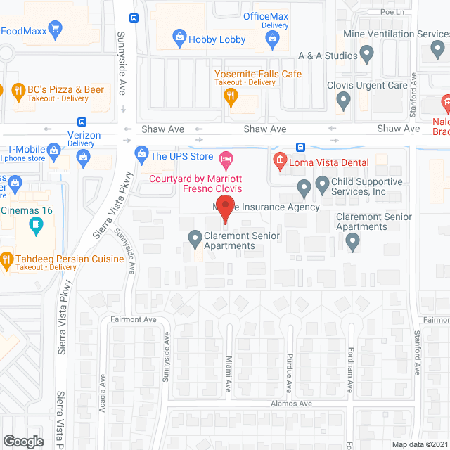 Claremont Senior Apartments in google map