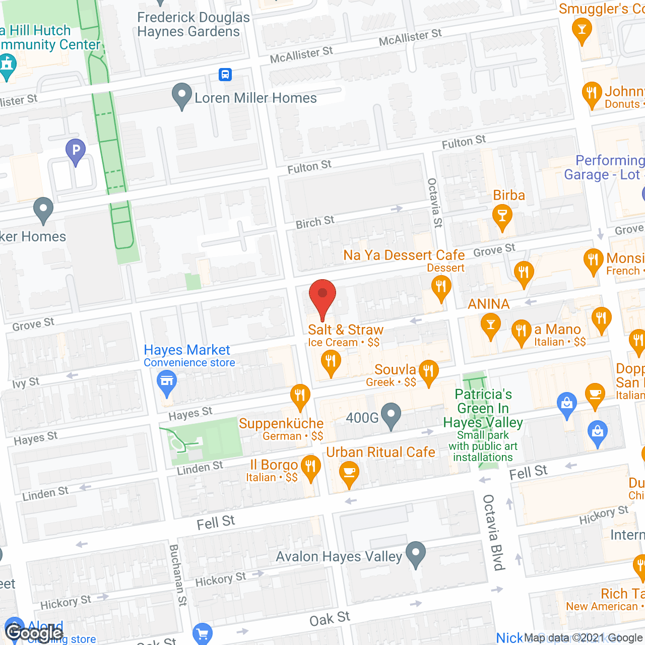 The Village at Hayes Valley in google map