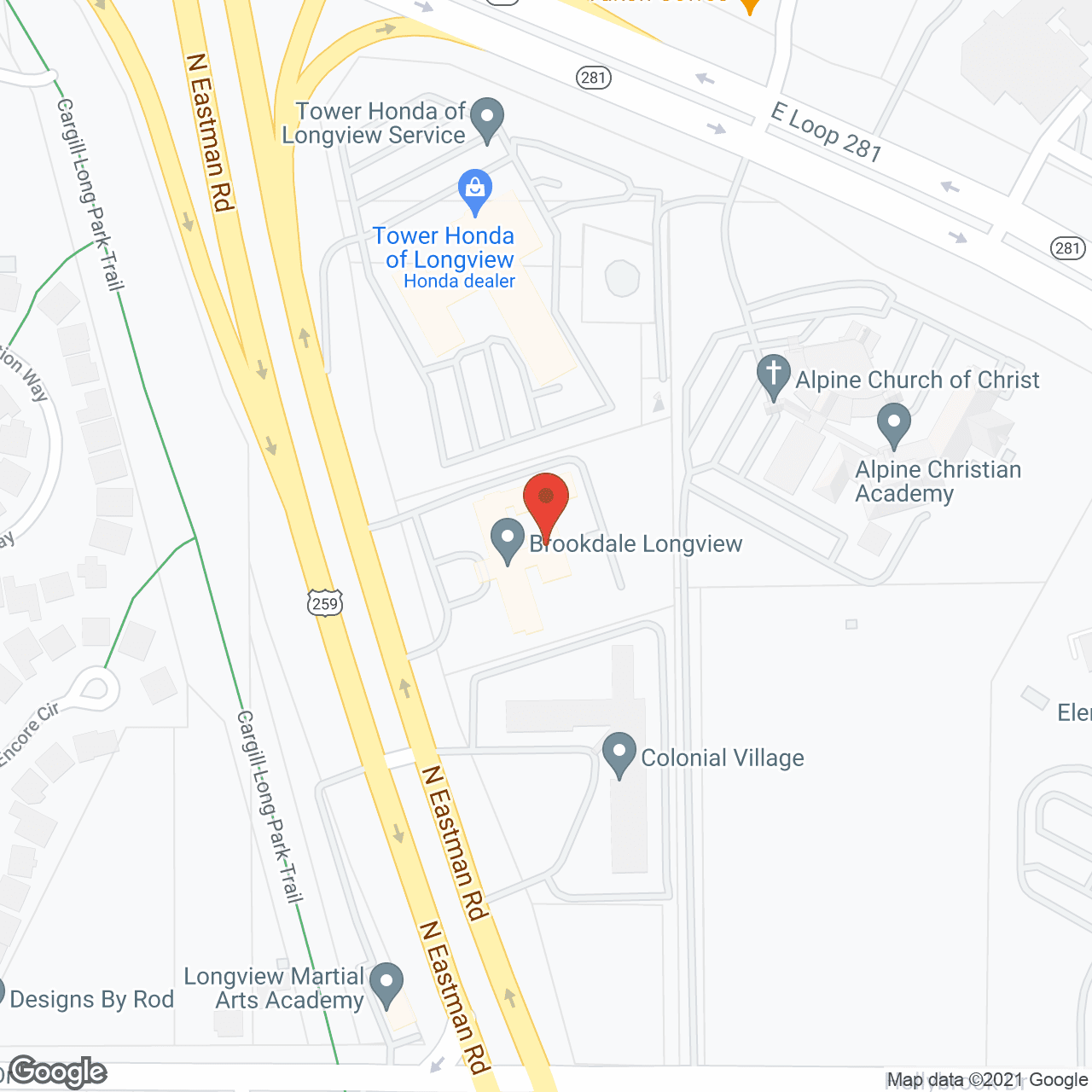 Brookdale Longview in google map
