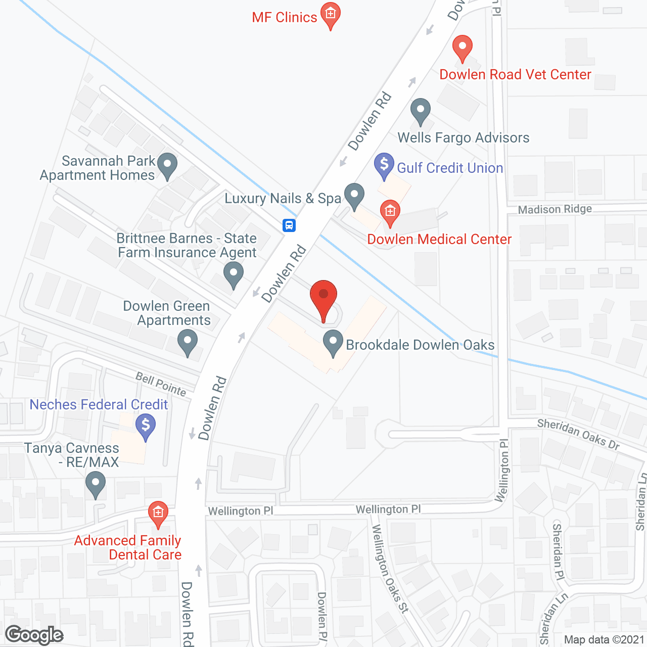 Brookdale Dowlen Oaks in google map