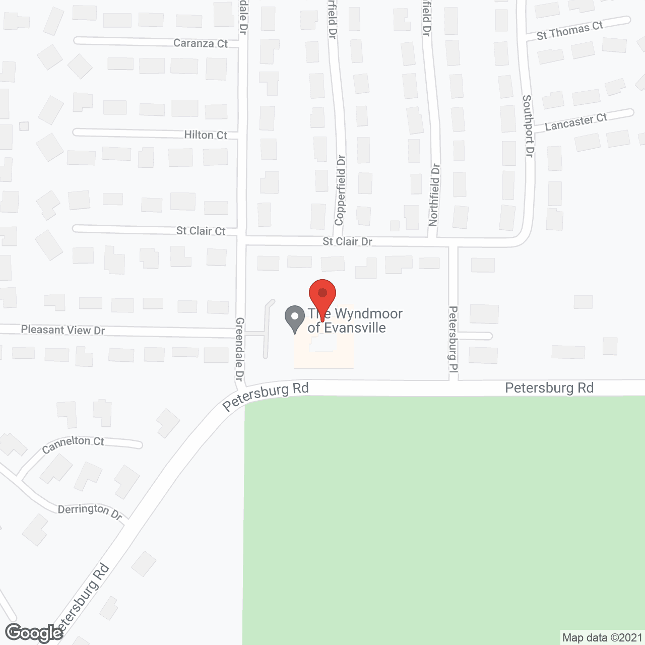 Wyndmoor of Evansville in google map