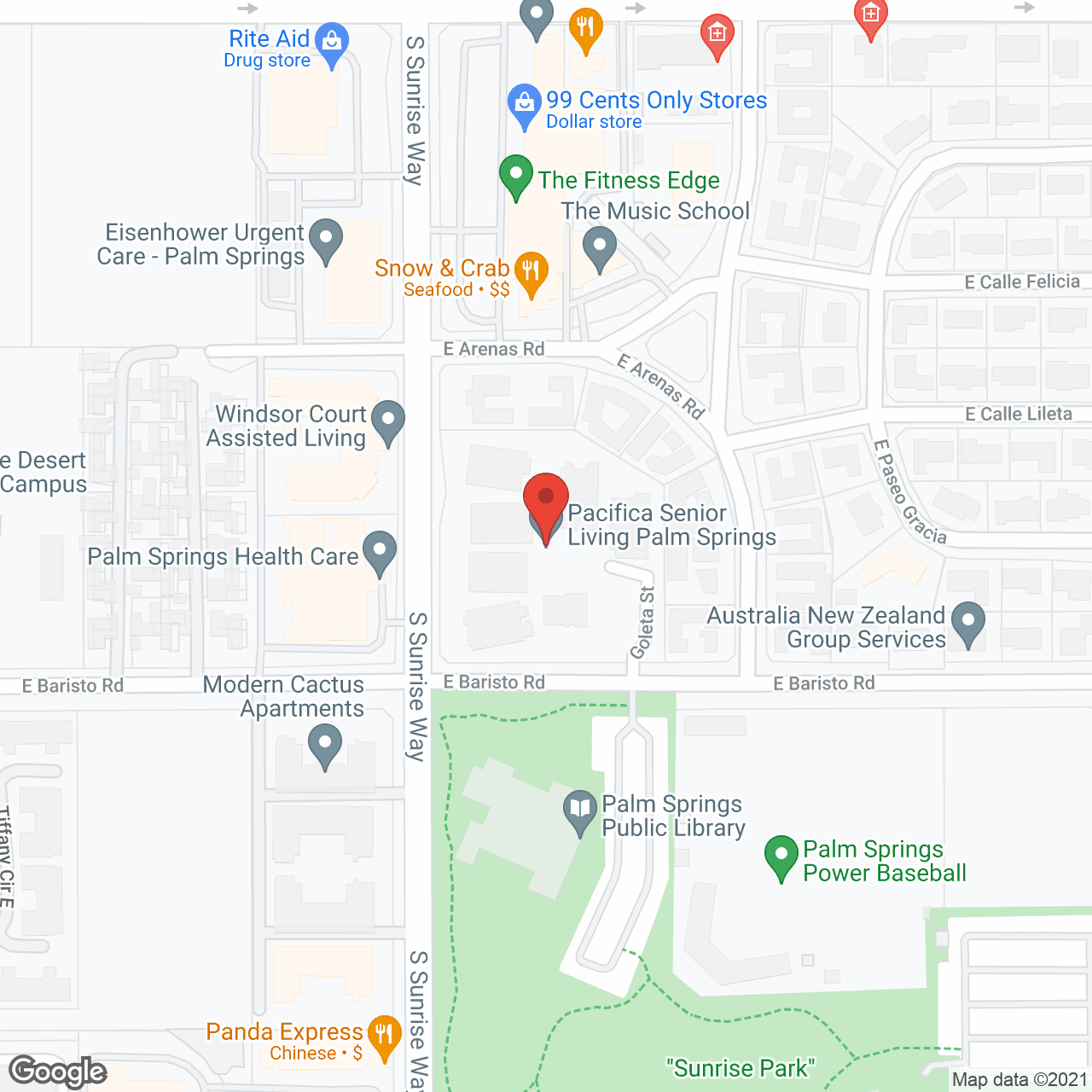 Pacifica Senior Living Palm Springs in google map