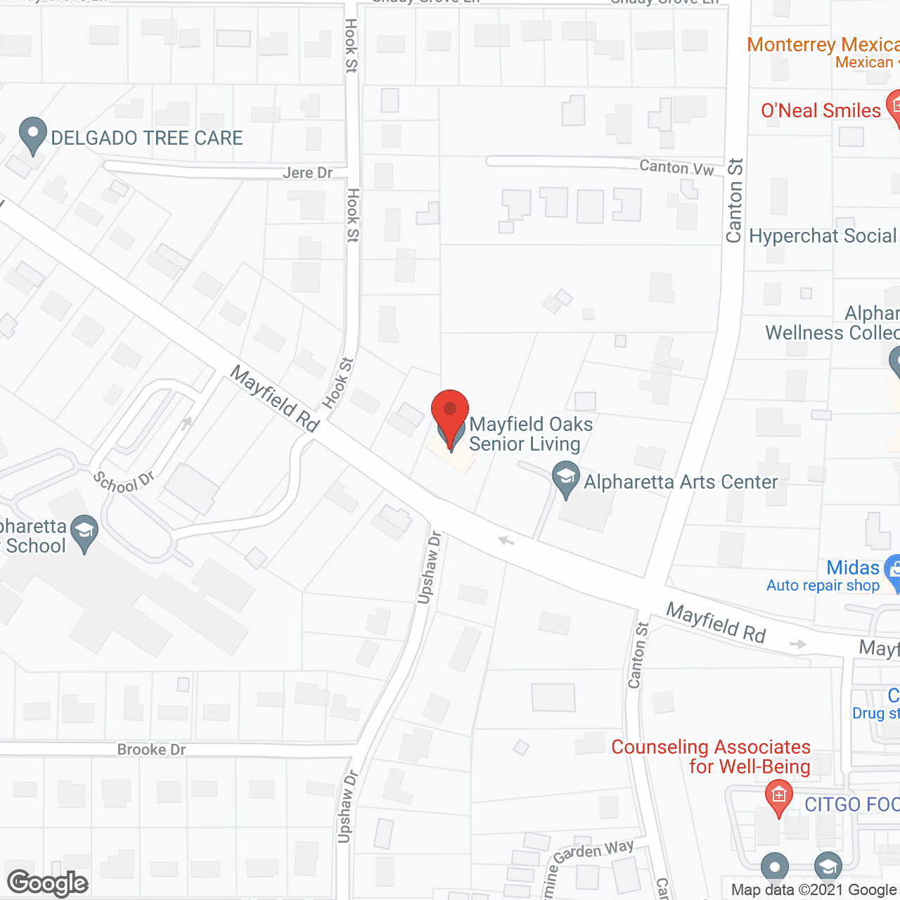 Mayfield Oaks in google map