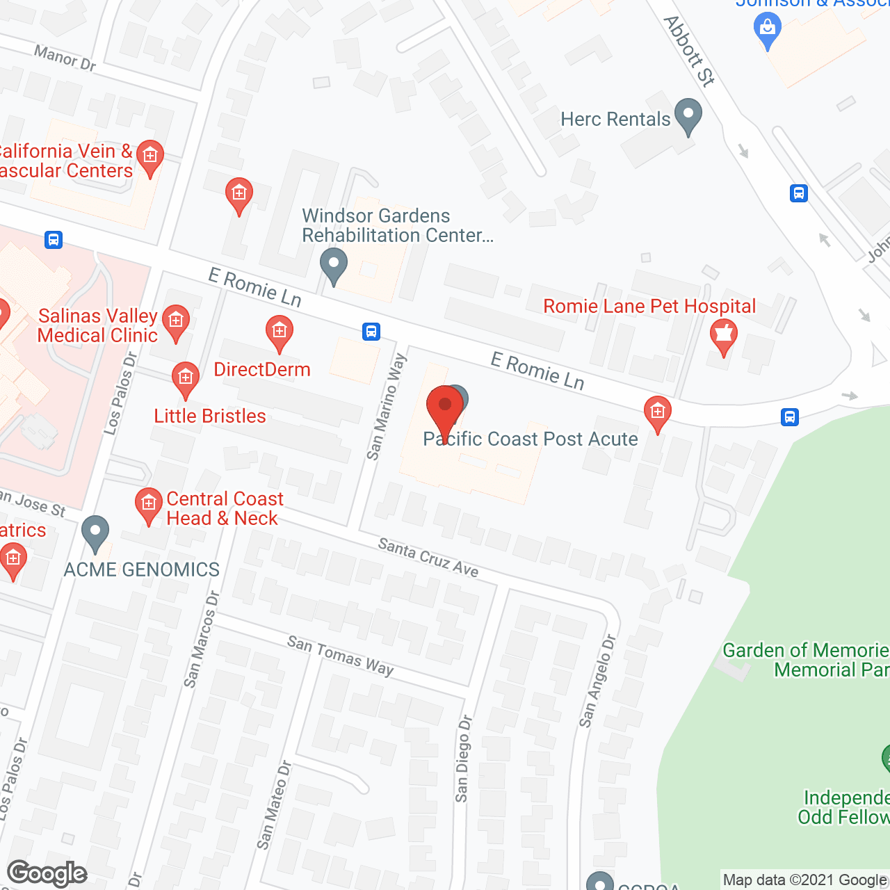 Pacific Coast Care Ctr in google map