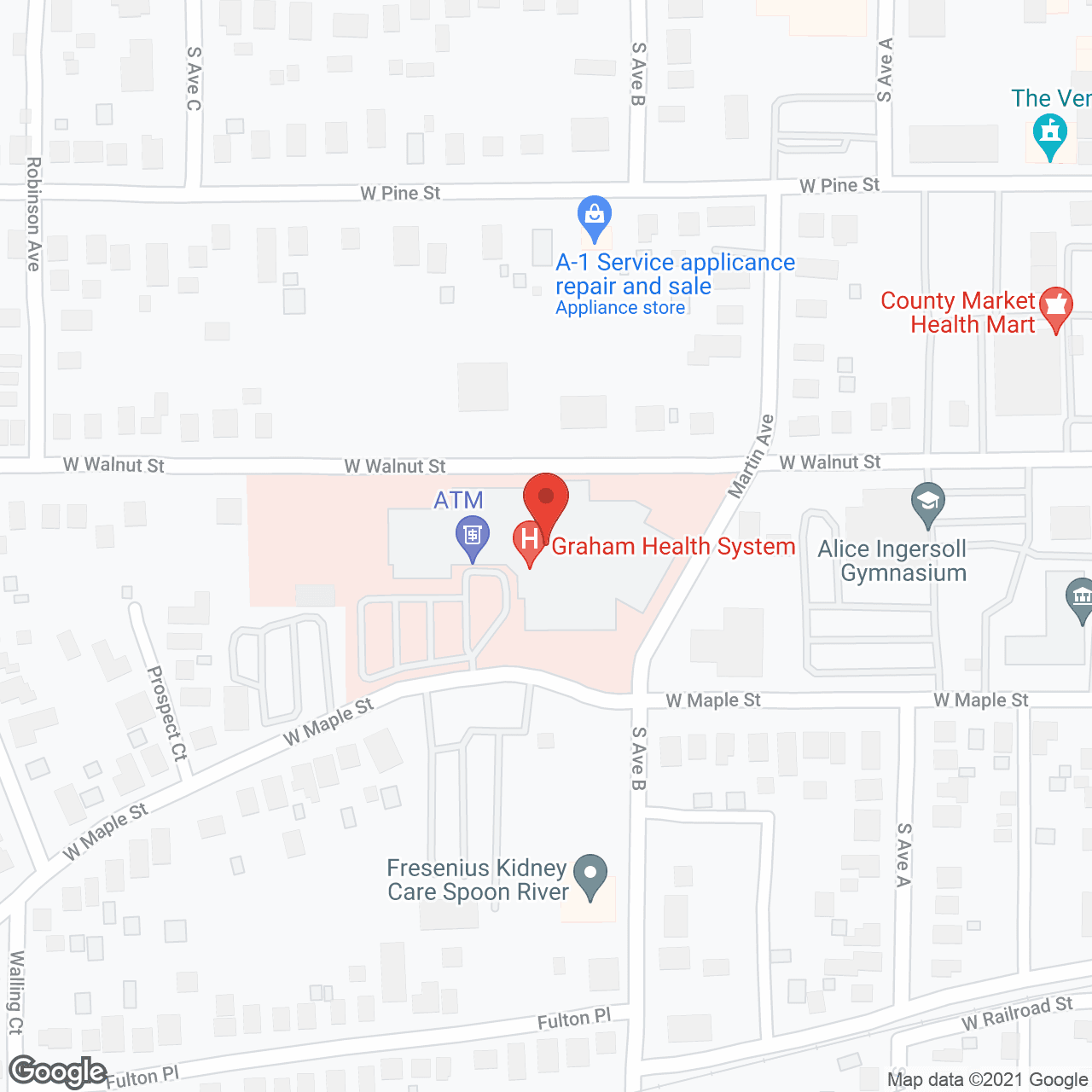 Graham Hospital in google map