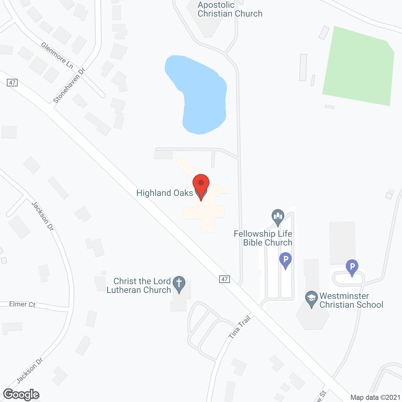 Highland Oaks Elgin in google map
