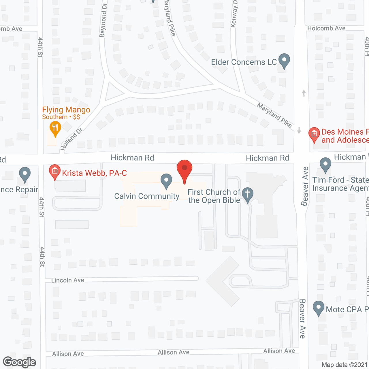 Calvin Community in google map
