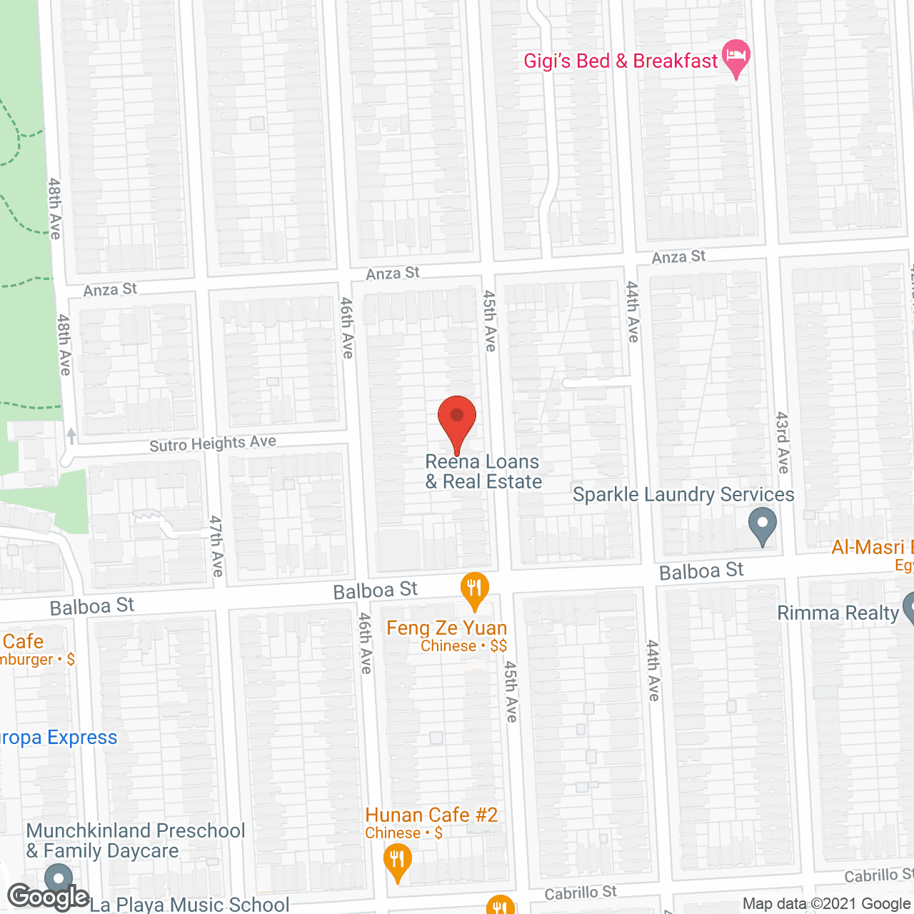 Sutro Heights in google map
