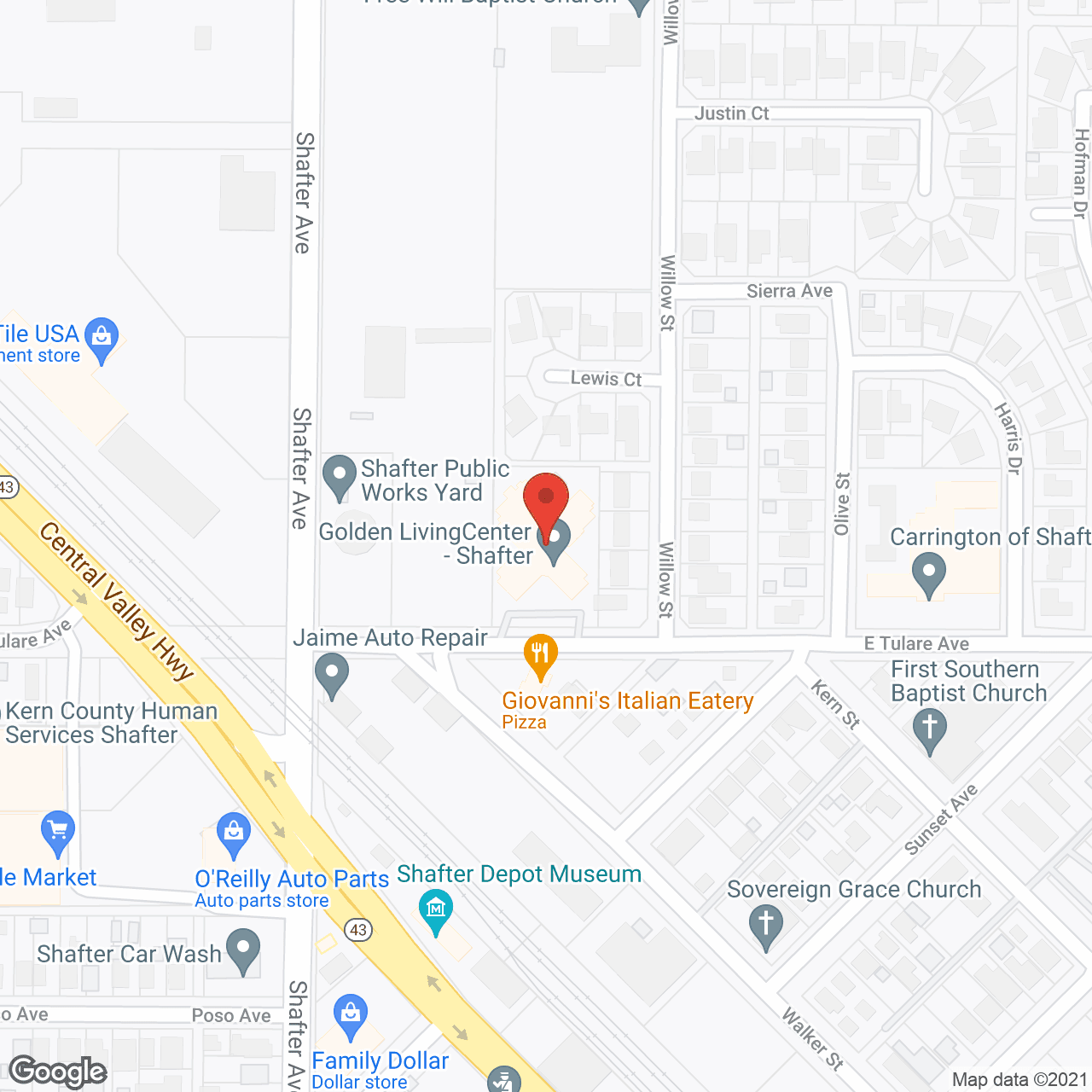 Golden Living Center Shafter in google map