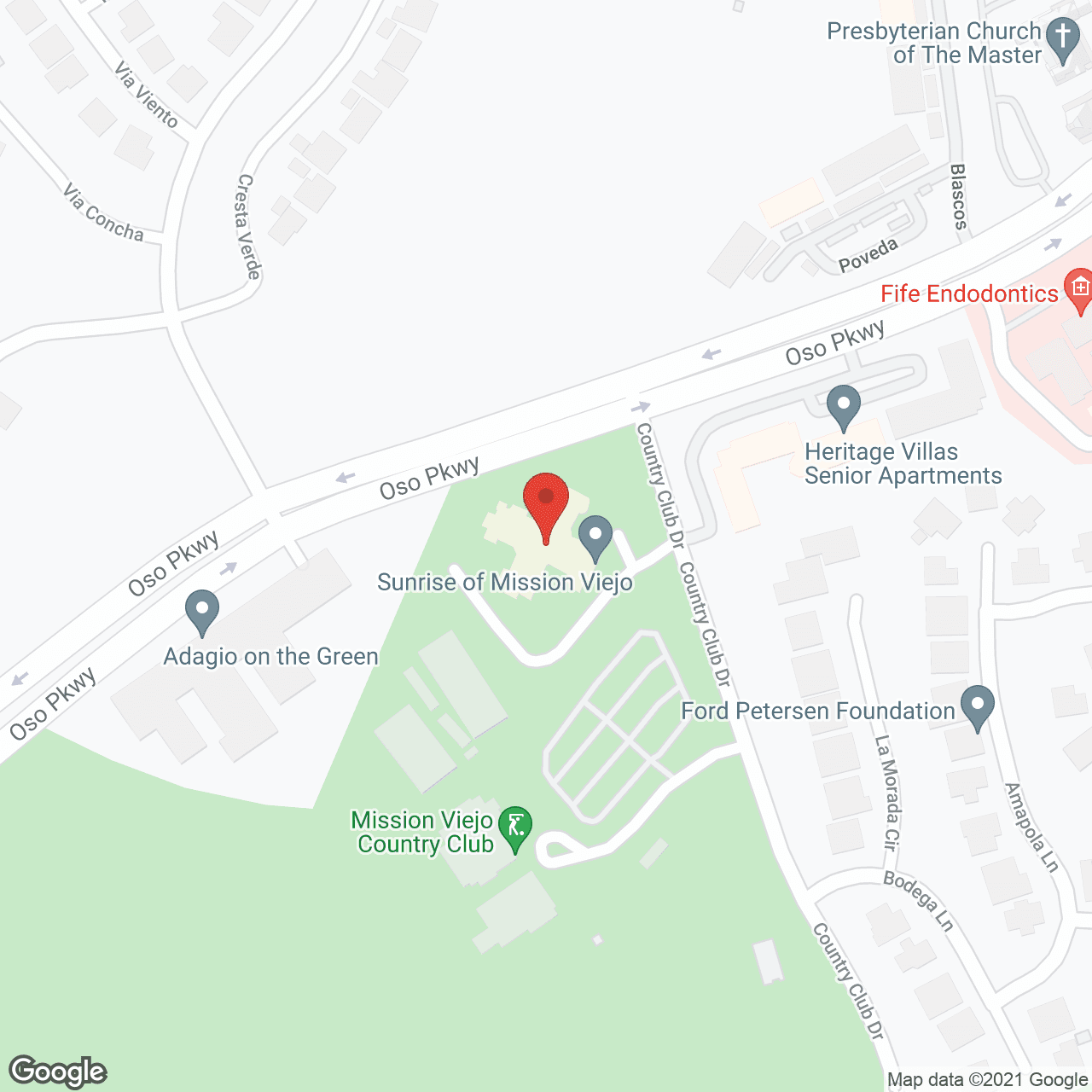 Sunrise of Mission Viejo in google map
