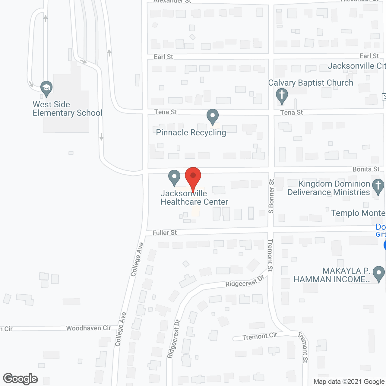 Jacksonville Health Care Ctr in google map