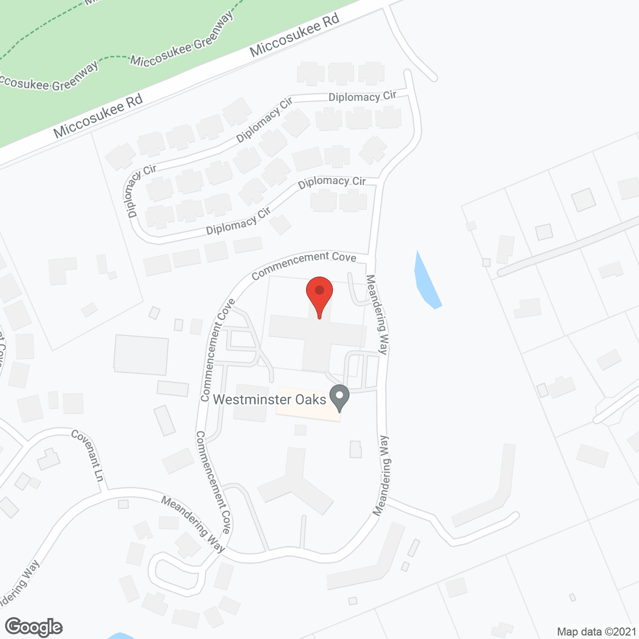 Westminster Oaks, a CCRC in google map